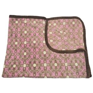 CoCaLo Baby Blanket Pink Brown Floral Polyester 30 x 40 Geometric Medallion